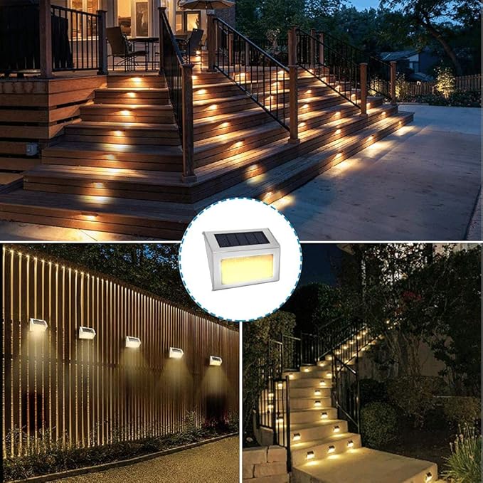 Solar Lights for Steps Deck Solar Stair Light Outdoor Waterproof Stainless Steel LED Fence Light for Garden Patio | Lumora