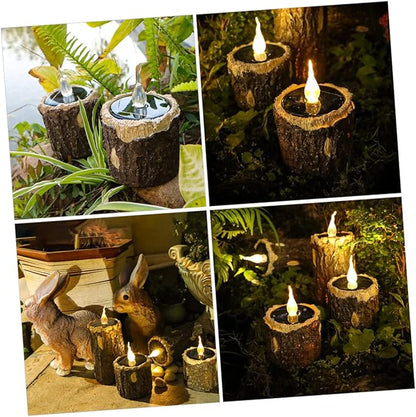 Mipcase Solar Stump Light Outdoor Landscape Light for Garden Patio and Pathway Durable Solar-Powered Decorative Lighting with Realistic Wood Grain Design