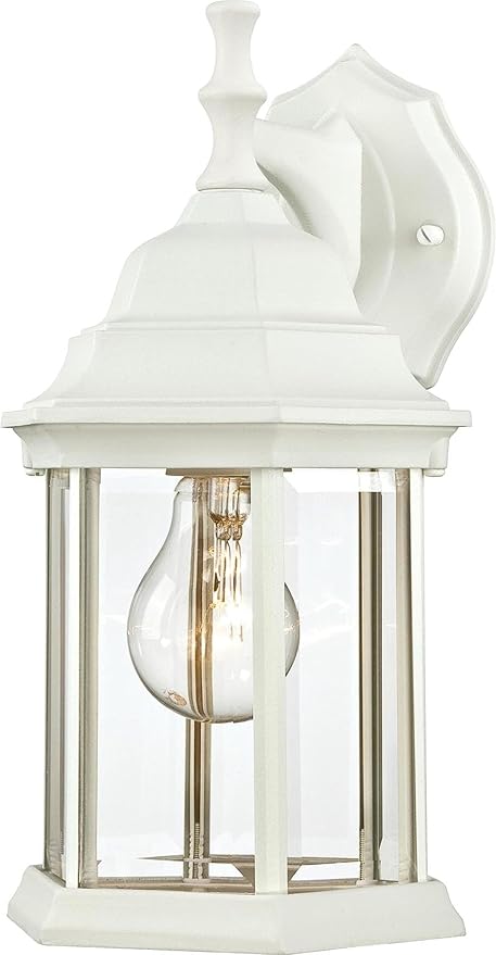 Westinghouse 6783400 One-Light Exterior Wall Lantern, Textured White Finish on Cast Aluminum with Clear Beveled | Lumora