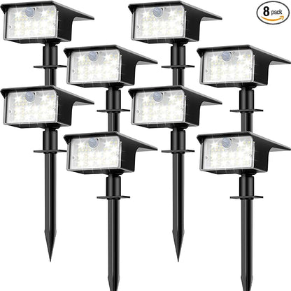 nipify 8 Pack Solar Spot Lights Outdoor - 62 LED Motion Sensor Outdoor Spotlights Waterproof with 3 Modes, Auto On/Off Solar Powered Landscape Lighting for Outside Yard Garden Tree Driveway,Cool White