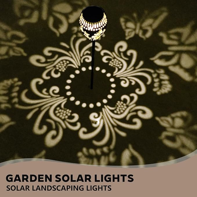 Butterfly Solar Pathway Lights Decorative - 21 inch Metal Solar Garden Lights with Warm Light Waterproof Landscape Path Light for Yard Path Patio Walkway Backyard Lawn Decor (Black, 2Pcs)