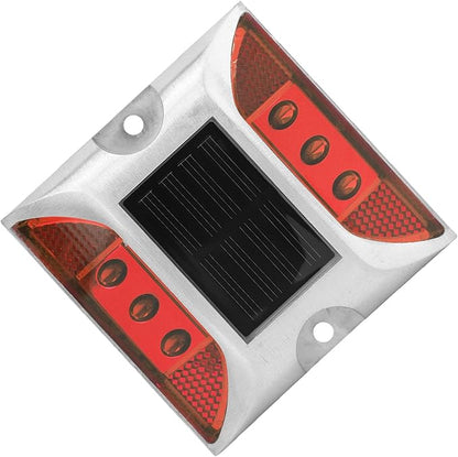 LED Solar Power Ground Marker Lights, Outdoor Driveway Road Spike Lamp, Solar - Powered LED Ground Light with 1000m Visibility for Highway Pathway Safety (Red)