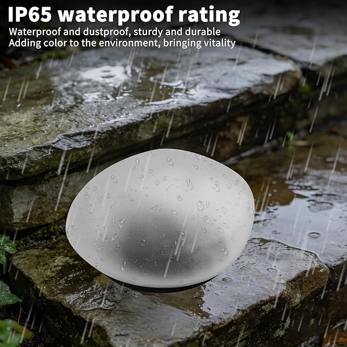 Solar Powered Outdoor Lights - Waterproof Garden Path Lighting, Pebble Shape Landscape Lights for Yard, Lawn | Lumora