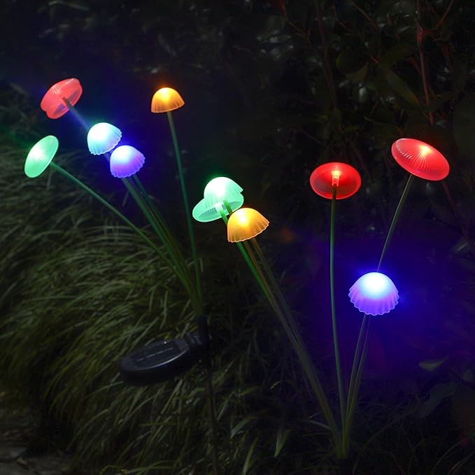 Ochine 2 Pack Solar Mushroom Garden Lights for Outside, Solar Lights Outdoor, Waterproof Solar Pathway Lights Outdoor Decor for Lawn Yard Garden Home Decor