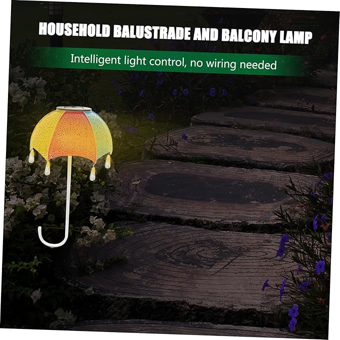Balacoo Solar Powered Umbrella Stake Light for Garden Waterproof Decorative Landscape Projection Light Creative Iron Art Design for Courtyard and Pathway