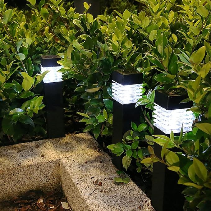 Solar Lights Outdoor 4 Pack Square Solar Pathway Lights Outdoor Waterproof LED Landscape Garden Lights Solar Powered Outdoor Lights Solar Garden Lights for Pathway Walkway Yard