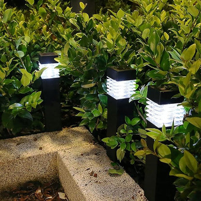 Solar Lights Outdoor 4 Pack Square Solar Pathway Lights Outdoor Waterproof LED Landscape Garden Lights Solar Powered Outdoor Lights Solar Garden Lights for Pathway Walkway Yard