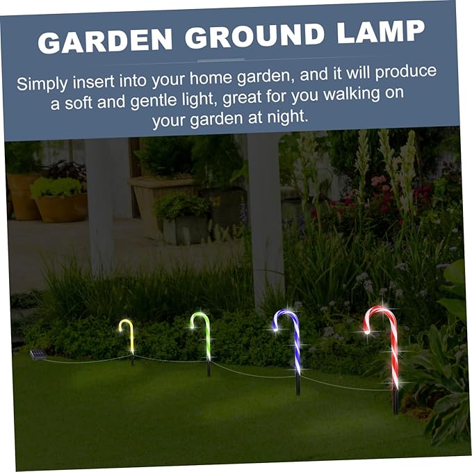 2 Sets Christmas Candy Cane Lights Outdoor Solar Path Lights Candy Cane Pathway Markers for Yard Garden Patio Walkway Party Decor, Colorful Light