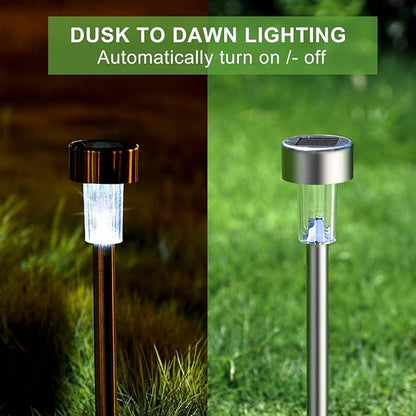 Solar Lights Outdoor Waterproof, Stainless Steel LED Landscape Lighting, Solar Garden Lights, Outdoor Valentines Day Decorations for Yard, Pathway, Walkway, Patio, Lawn - 12 Pack ( Cold White )