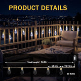 (New) Outdoor String Lights, 24FT 20 LED Bulbs Shatterproof Patio String Lights, IP65 Waterproof 8 Light Modes | Lumora