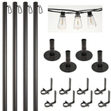 EXCELLO GLOBAL PRODUCTS Premium String Light Pole 4 Pack with 100' of LED Edison Bulb String - Outdoor Path Light | Lumora