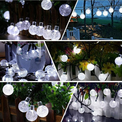 Solar String Lights Outdoor Waterproof,50LED Crystal Globe Solar String Lights,8 Mode 7M/24Ft Outdoor Solar Powered String Light for Garden,Patio,Christmas,Parties,Wedding,Festival (Cool White)