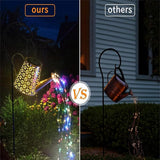 2 Pack Solar Watering Can Lights with Shepherd Hook, 8 Multi-Color Changing Modes, IP65 Waterproof, 60pcs String | Lumora