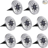 Aogist Outdoor Solar Ground Lights, 8 LED Waterproof Garden Disk Lights In-Ground Landscape Lighting for Lawn Patio | Lumora