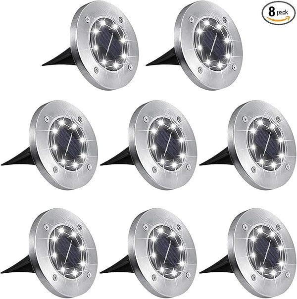 Aogist Outdoor Solar Ground Lights, 8 LED Waterproof Garden Disk Lights In-Ground Landscape Lighting for Lawn Patio | Lumora