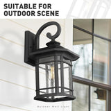 Emliviar Outdoor Wall Lights for House, 1-Light Exterior Wall Sconce Black Finish with Clear Seeded Glass, 17" | Lumora