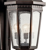 Kichler Courtyard 40.50" 3 Light Outdoor Wall Light with Clear Seeded Glass in Textured Black | Lumora