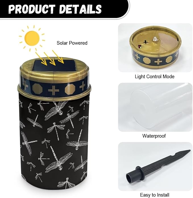 Dragonfly Solar Outdoor Lights Waterproof Solar Walkway Lights Memorial Cemetery Decorations Garden Solar Light for Yard, Lawn, Patio, Pathway, Backyard