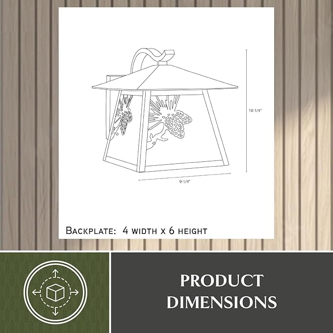 VAXCEL Whitebark 9.75 in. H 1-Light Olde World Patina Rustic Pine Cone Outdoor Wall Sconce Made of Durable Steel | Lumora