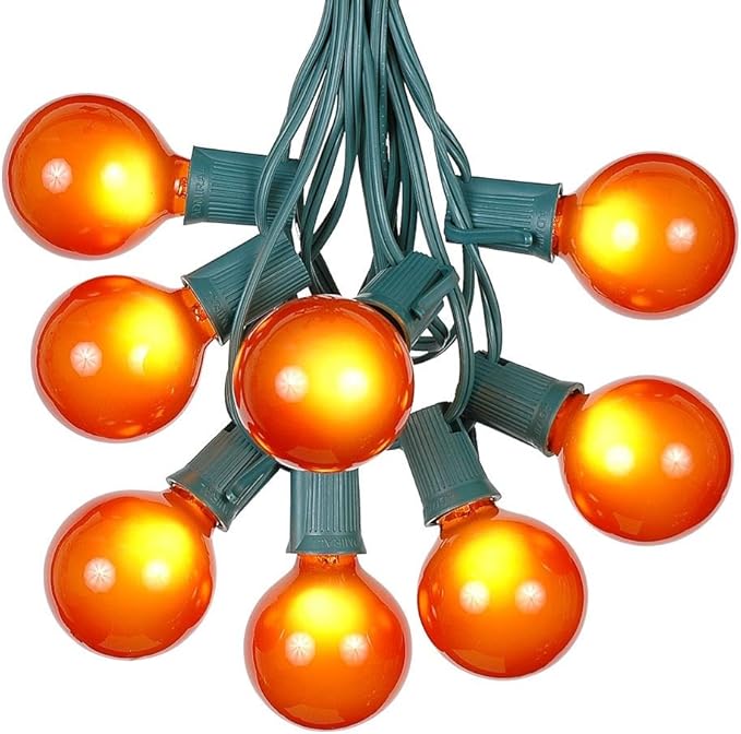 100 Foot G50 Outdoor Patio String Lights with 125 Orange Globe Bulbs – Indoor Outdoor String Lights – Market Bistro | Lumora
