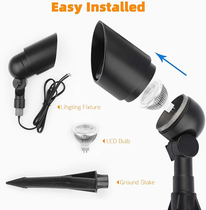 Landscape Lighting 12V 5W LED Landscape Spotlight Cast-Aluminum Waterproof Outdoor Low Voltage 450 Lumen Warm White | Lumora