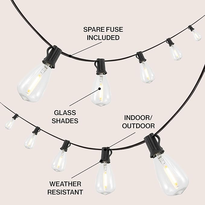 JONATHAN Y 10' Black - LED 10-Light Indoor/Outdoor String Lights, Half-Chrome Bulbs, Rustic Industrial Edison Lights for Patio Deck Backyard Wedding Party Decor (JYL8704C)