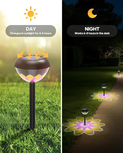 olar Pathway Light, 2-in-1 LED Solar Garden Lights, Waterproof Cordless Outdoor Projection Lights for Yard Lawn Backyard Walkway Garden Table Fence Landscape Gifts - Sunflower 1Pack