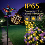 Solar Watering Can with Cascading Lights Outdoor Garden Decor, Hummingbird Shaped Hook Gardening Gifts for Mom | Lumora