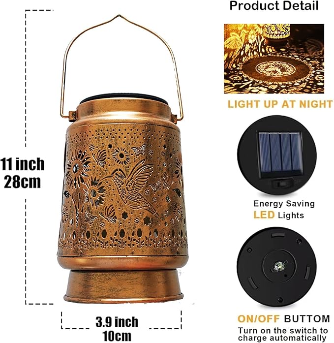 Hummingbird Solar Light Outdoor Waterproof Hanging, Hummingbird Garden Decoration Metal led Solar Light, Suitable | Lumora