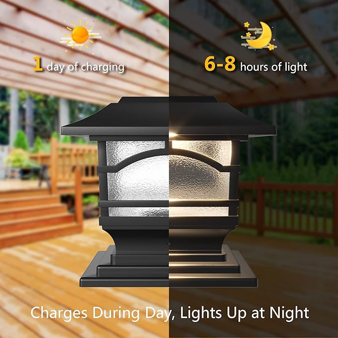 Davinci Lighting Premium Solar Outdoor Post Cap Lights - 4x4 5x5 6x6 - Bright LED Light for Fence Deck Garden or | Lumora