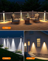 16 Pack Solar Powered Fence Lights Outdoor Wall Mount Decorative Waterproof Down LED for Deck, Outside Stairs, Pool | Lumora