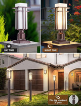 Oil Rubbed Bronze Outdoor Post Lights,Waterproof Pole Mount Light Fixture with Pier Mount Adapter(with 3-Inch Pier | Lumora