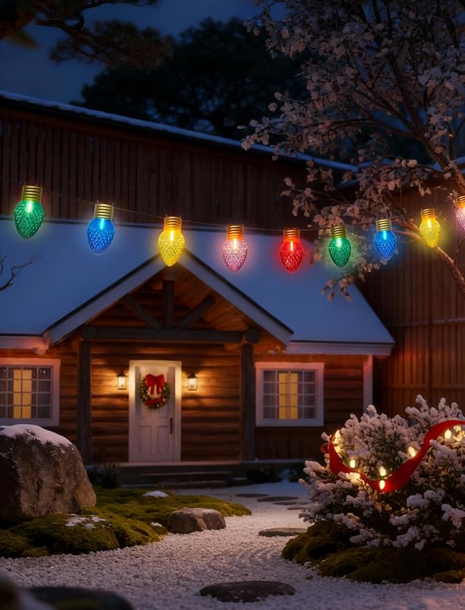 16Ft Jumbo LED Multicolor Valentine's Day String Lights Outdoor with 10 T13 LED Strawberry Bulb, Clear Multicolor | Lumora