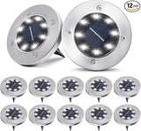 Pozzolanas 12 Pack Solar Ground Lights - 8 LED Outdoor In-Ground Landscape Lights for Pathway, Yard, Walkway, Patio | Lumora