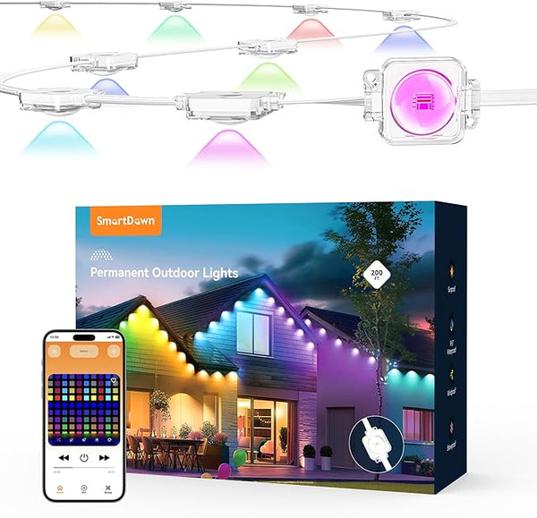 Permanent Outdoor Lights, 150FT with 96 Smart RGB LED Lights, DIY Scene Mode, IP68 Waterproof Christmas Lights for | Lumora