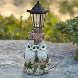 Outdoor Garden Owl Statue with Solar Lights, Owl Figure with Welcoming Sign,for Outdoor Landscapes, Courtyards | Lumora
