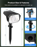 Brightown 4Pack Solar Spot Lights Outdoor with 58 LED & 1800mAh, IP67 Solar Lights Outdoor Waterproof with 3 Light | Lumora