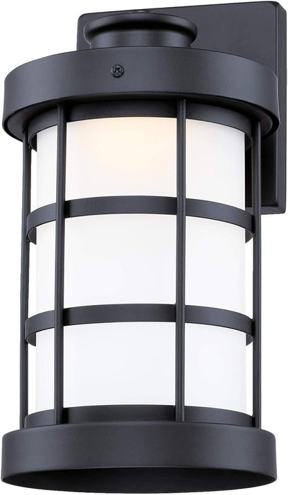 Westinghouse 6579100 Barkley Vintage One-Light Dimmable LED Outdoor Wall Light Sconce Matte Black Finish, Frosted Glass