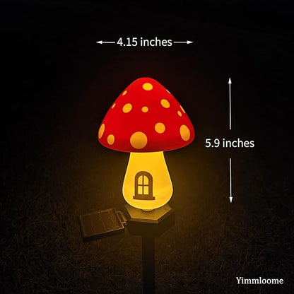 Yard/Garden Decorations, 4-Pack Yimmloome Ourdoor Warm-House Mushroom Solor LED Light for Garden Pathways, Patios, Flower Beds, or Balconies