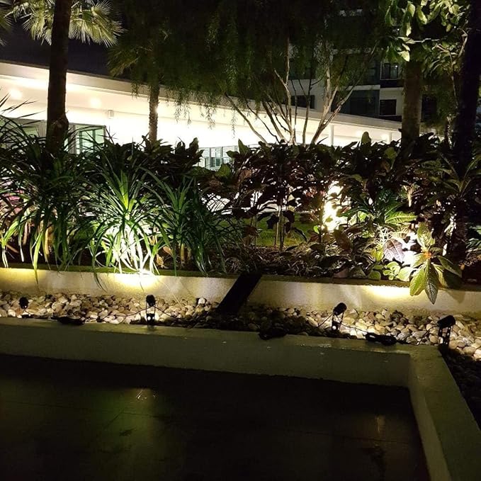 4-Spotlight Mini 50X Solar-Powered LED Spotlight (Cool White LED), Black Finish, Outdoor Garden Yard Landscape | Lumora