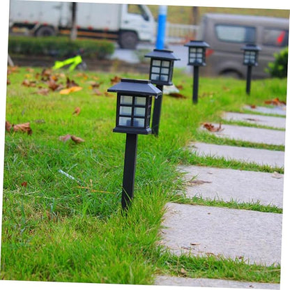 DOITOOL 5 Pcs Solar Garden Pathway Lights Outdoor Solar Powered Spike Landscape Lighting for Walkway Lawn Patio Driveway with Warm LED Glow Black