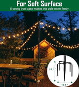 10Ft String Light Poles for Outside - 2 Pack Adjustable Metal Poles for Outdoor String Lights, Rustproof & Sturdy | Lumora