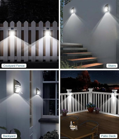 RGB Up & Down Solar Deck Lights 4 Pack + 4 Pack Solar Motion Lights, Wall Mount for Yard Patio Step Stairs Rail, Decor for Halloween Christmas