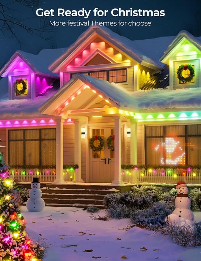 Outdoor Deck Lights 24 Packs, Smart RGBCW Fence Light, 100+ Scene Modes, Dual Lens LED String Lights with | Lumora