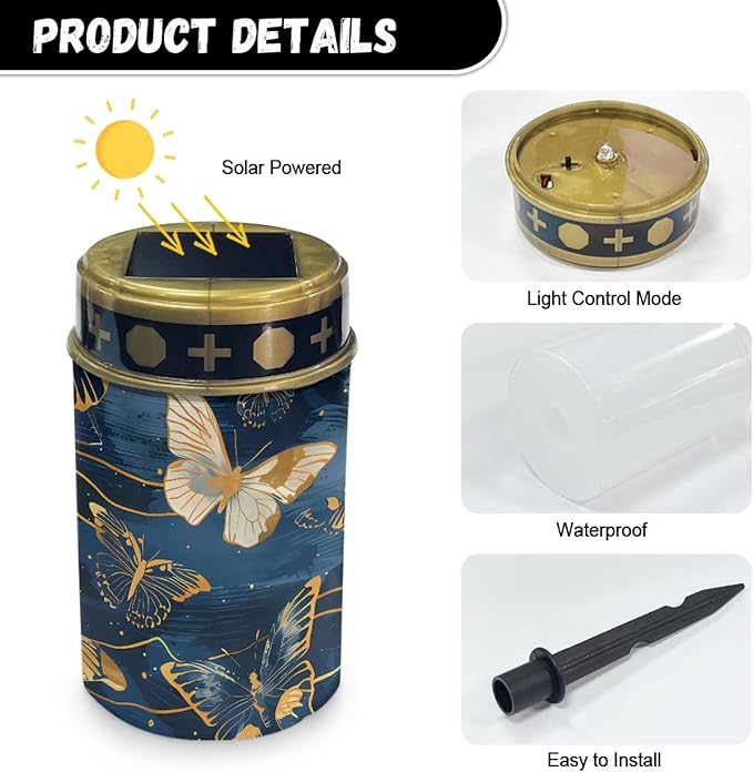 Cemetery Lights Transparent Butterfly for Outdoor Solar Cemetery Light Dustproof Grave Stake Lamp Remembrance Gifts Garden Deco