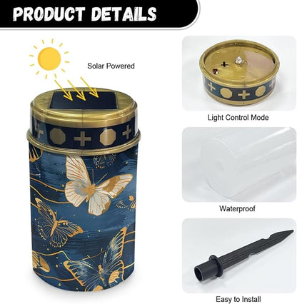 Cemetery Lights Transparent Butterfly for Outdoor Solar Cemetery Light Dustproof Grave Stake Lamp Remembrance Gifts Garden Deco