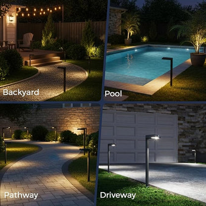 XMCOSY+ Solar Pathway Lights, 4 Pack All-Metal Motion Sensor Outdoor Lights Waterproof, 300LM 24H Illumination Garden Light for Yard, Backyard, Driveway, Walkway, 3 Lighting Modes (Warm/Cool White)