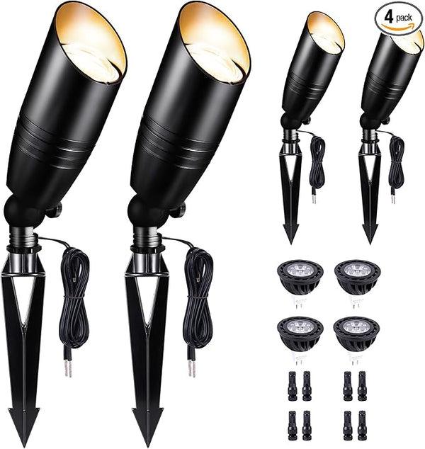 Low Voltage Spotlight, Black LED Landscape Lighting Tree Light, Outdoor 12V Waterproof Aluminum Uplight for Tree | Lumora