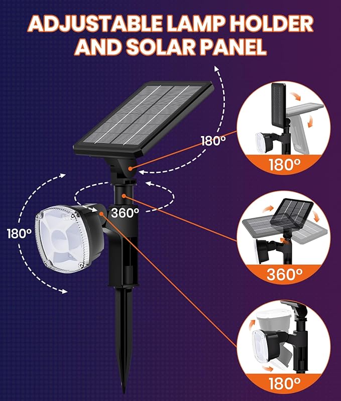 Solar Spotlights Outdoor Waterproof IP67,Multicolor LED Floodlight,4 Pack,360°Adjustable Prowered Panel,RGB 6 | Lumora
