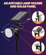 Solar Spotlights Outdoor Waterproof IP67,Multicolor LED Floodlight,4 Pack,360°Adjustable Prowered Panel,RGB 6 | Lumora